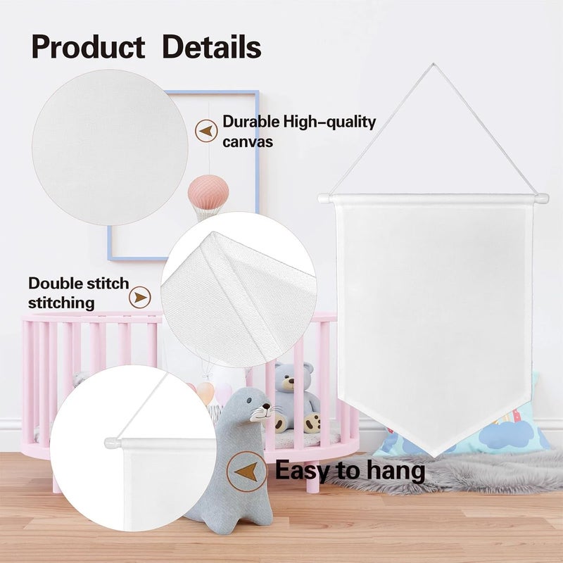 TTXXLL 20pcs Blank Canvas Banner 10.82"x15.74" | 12oz Fabric Canvas Banner Wall hanging Art for DIY Kids Room Decor,Enamel Pin Wall Display,Birthday Backdrops & Educational Play | Safe for Toddlers & Nursery & Infants - Image 4